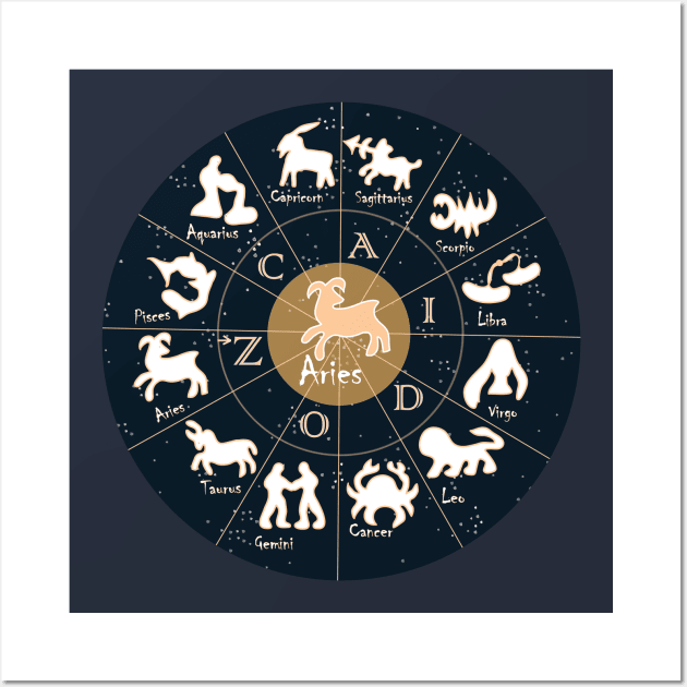 Aries, Zodiac, Astrology, Horoscope, Stars, Sun-and-moon. Birthday, Valentines-day, Holidays, Wall Art by PrintedDreams